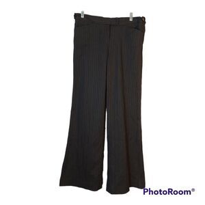 Woman's Franco Mirabelli Black with Brown Stripes Wide Leg Dress Pants